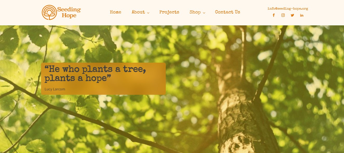 Screenshot of Seeding Hope Website